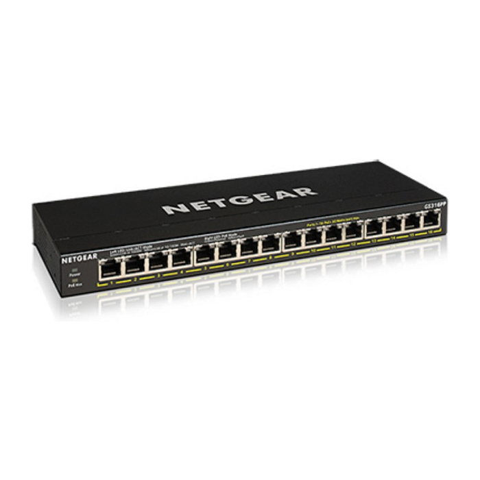 Netgear GS316PP Switch no administrado Gigabit Ethernet (10/100/1000) PoE Negro Netgear GS316PP Switch no administrado Gigabit Ethernet (10/100/1000) PoE Negro