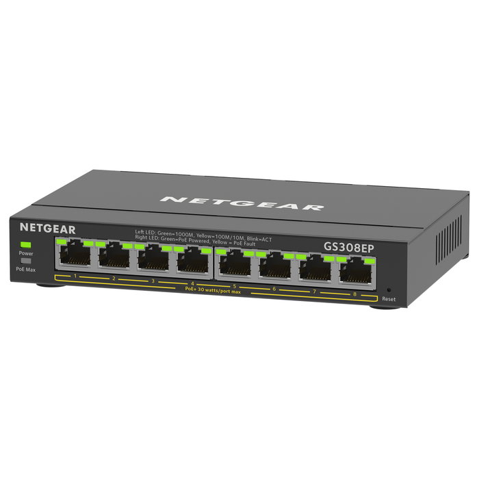 NETGEAR GS308EP Switch Gestionado Gigabit Ethernet 8 Puertos PoE+ L2/L3 QoS VLAN Negro