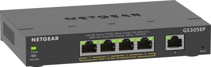 NETGEAR GS305EP Switch Gestionado de 5 Puertos con PoE/PoE+