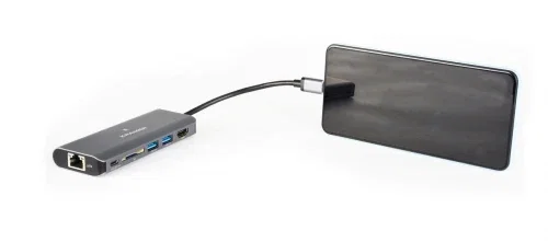 Kramer Hub USB-C Multipuerto KDOCK-2 con HDMI 4K@30Hz, Ethernet, 2 USB 3.0, Lector SD - Plata (91-00015799)