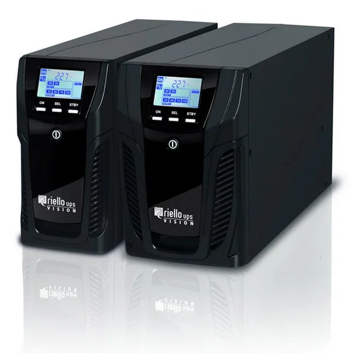 Riello VST 800 UPS SAI Alimentación Ininterrumpida, Línea Interactiva, 0.8 kVA / 640W, Salida Onda Seno Pura, 4 Salidas AC, Torre Negro