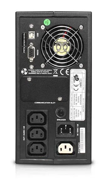 Riello VST 800 UPS SAI Alimentación Ininterrumpida, Línea Interactiva, 0.8 kVA / 640W, Salida Onda Seno Pura, 4 Salidas AC, Torre Negro