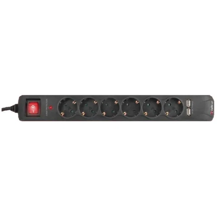 Regleta Enchufes 6 Tomas con Interruptor Riello THUNDER 6002 USB Negro Regleta Enchufes 6 Tomas con Interruptor Riello THUNDER 6002 USB Negro