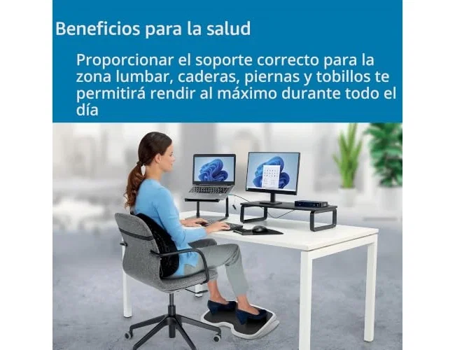 Kensington SoleMate Reposapiés Ajustable Gris/Negro