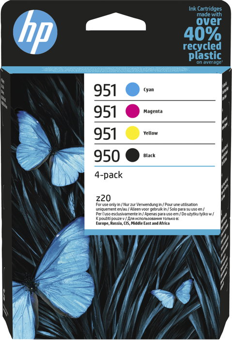 HP Pack de 4 Cartuchos de Tinta Original 950 Negro y 951 Cian, Magenta, Amarillo