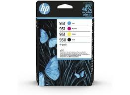 HP Cartuchos de Tinta Negra, Cyan, Magenta, Amarilla Nº 950 + 951 Pack 4 Unidades para Officejet Pro 250, 270, 8100, 8600 Series