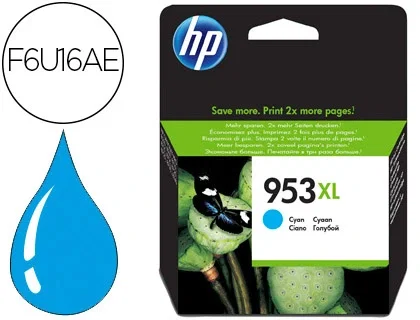 HP Cartucho de Tinta Original 953XL Cian (F6U16AE) High Yield