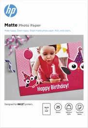 HP Papel fotográfico mate Blanco 10 x 15 cm, 25 hojas