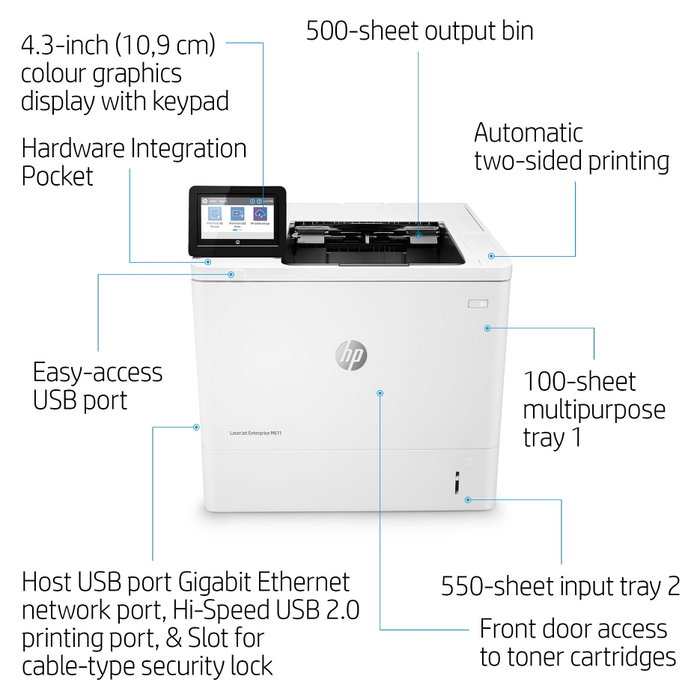 HP LaserJet Enterprise M611dn Impresora Láser Monocromo Blanca HP LaserJet Enterprise M611dn Impresora Láser Monocromo Blanca
