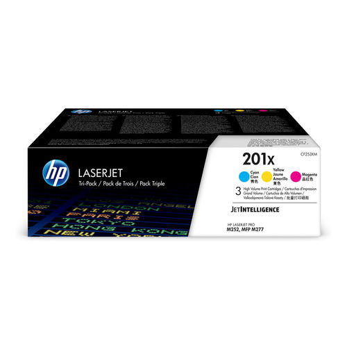 HP 201X Multipack de Tóner Original LaserJet (CF253XM) - Cian, Magenta, Amarillo