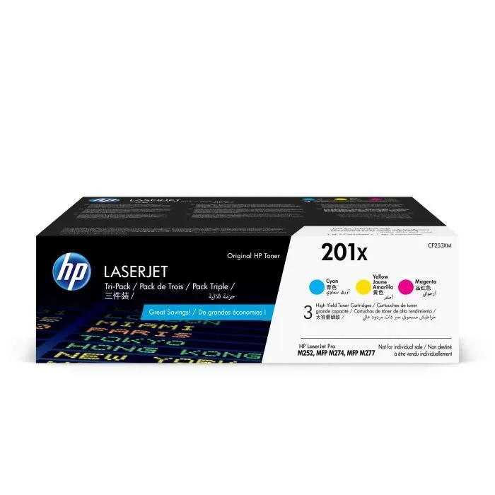 HP 201X Multipack de Tóner Original LaserJet (CF253XM) - Cian, Magenta, Amarillo