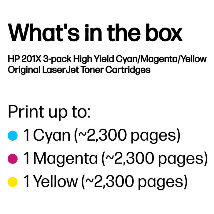 HP 201X Multipack de Tóner Original LaserJet (CF253XM) - Cian, Magenta, Amarillo