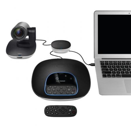 Logitech 960-001057 Sistema de Videoconferencia GROUP Full HD con Enfoque Automático, Audio Natural, Bluetooth, para Salas Medianas y Grandes