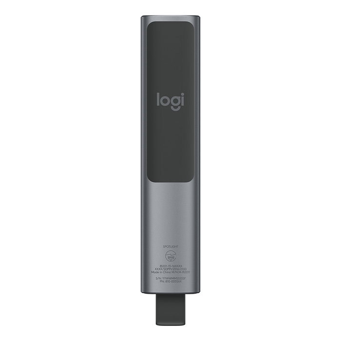 Logitech Spotlight Plus Presentador Inalámbrico Bluetooth/RF y USB, Gris, Alcance 30 m, Batería Recargable 3 meses