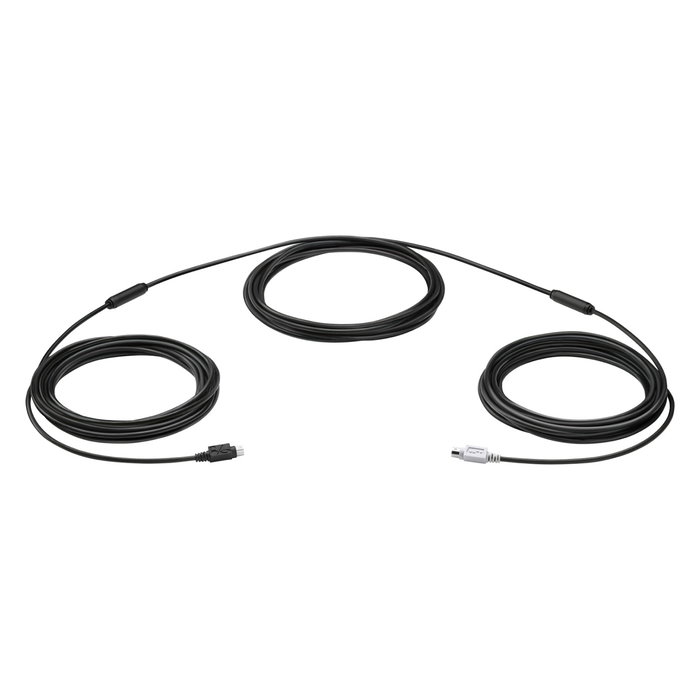 Logitech 939-001490 Cable Extensor GROUP de 15 m, Negro, incluye Correas Velcro