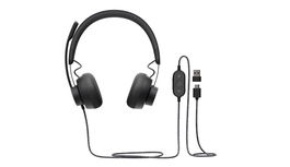 Logitech Zone Wired UC Auriculares con Micrófono, Cancelación de Ruido Dual, USB-C, Certificación Microsoft Teams, 1.9m