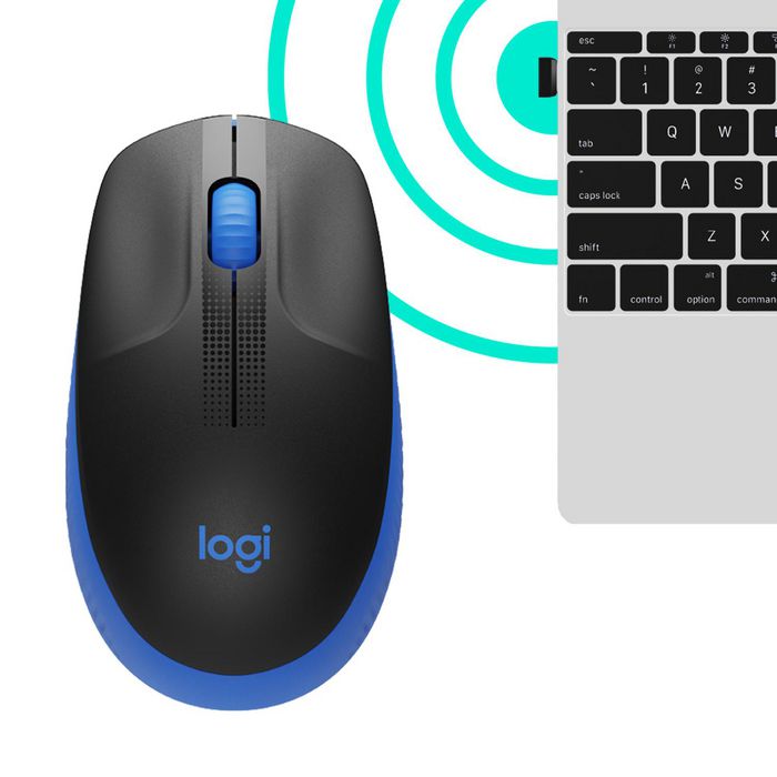 Logitech M190 Ratón Inalámbrico Completo, RF Wireless, Batería Alcalina, Color Azul