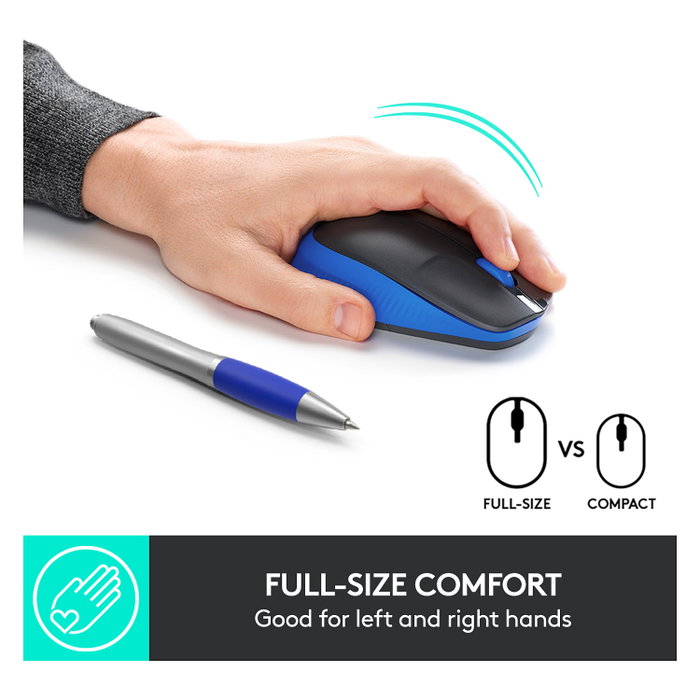 Logitech M190 Ratón Inalámbrico Full-size Azul