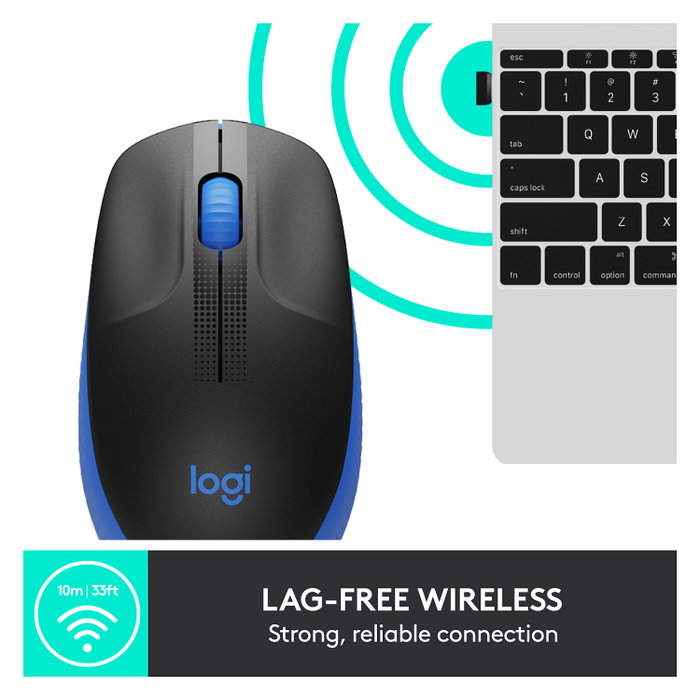 Logitech M190 Ratón Inalámbrico Full-size Azul