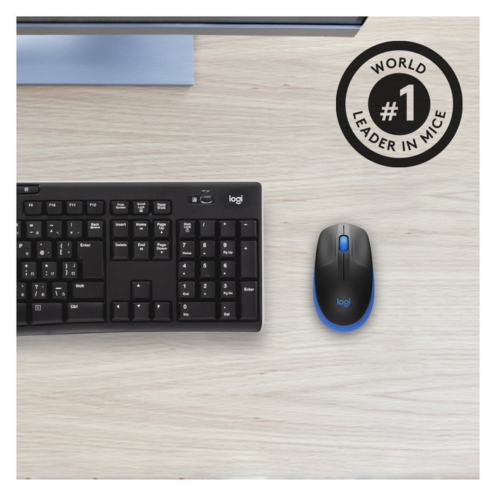 Logitech M190 Ratón Inalámbrico Full-size Azul
