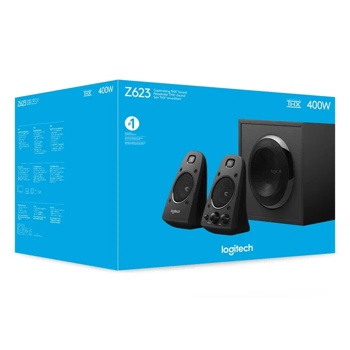 Logitech Z623 - Altavoces 2.1 canales con Subwoofer, 200 W RMS / 400 W PMPO, Certificación THX, Color Negro - Conjunto 980-000403