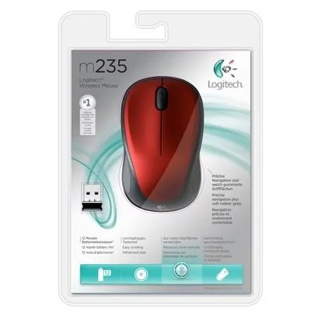 Logitech M235 Ratón Inalámbrico Rojo