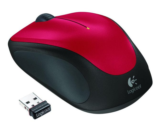 Logitech Ratón Inalámbrico M235, RF Wireless, Pila Alcalina, Color Rojo