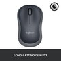 Logitech Ratón Inalámbrico M185, RF Wireless, Pilas Alcalinas, Gris