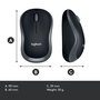 Logitech Ratón Inalámbrico M185, RF Wireless, Pilas Alcalinas, Gris