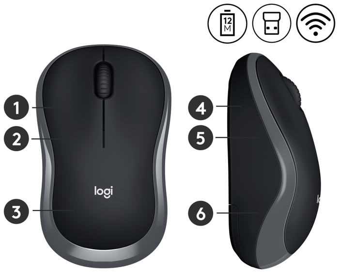 Logitech M185 Ratón Inalámbrico Gris