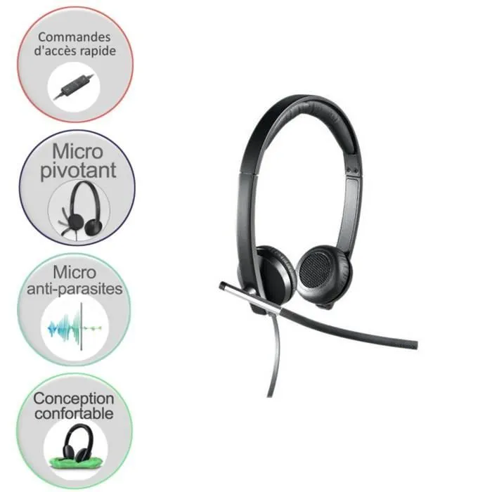 Logitech H650e Auriculares Estéreo USB Negro/Plata