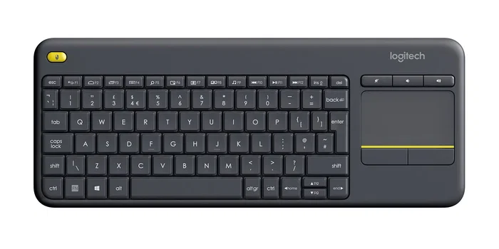 Logitech K400 Plus Teclado Inalámbrico RF para TV con Touchpad Integrado, Distribución UK English (QWERTY), Negro - 920-007143