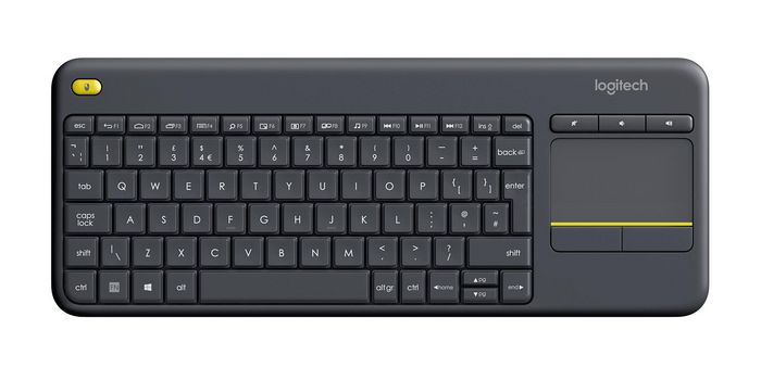 Logitech K400 Plus Teclado Inalámbrico con Touchpad para TV, Negro (Qwerty), Alcance 10m Logitech K400 Plus Teclado Inalámbrico con Touchpad para TV, Negro (Qwerty), Alcance 10m