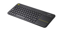 Logitech K400 Plus Teclado Inalámbrico con Touchpad para TV, Negro (Qwerty), Alcance 10m