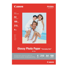 Canon GP-501 Papel Fotográfico Satinado A4 210 g/m² - 100 Hojas - Compatible con Impresoras de Inyección de Tinta