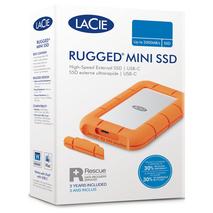LaCie Rugged Mini 5TB Disco Duro Externo Portátil 2.5" USB 3.2 Gen 1 Resistente a Golpes, Lluvia y Presión, Color Naranja LaCie Rugged Mini 5TB Disco Duro Externo Portátil 2.5" USB 3.2 Gen 1 Resistente a Golpes, Lluvia y Presión, Color Naranja