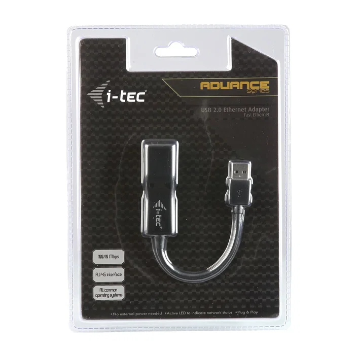 I-tec Adaptador USB 2.0 Fast Ethernet Advance U2LAN - Tarjeta de Red Externa 10/100 Mbps Plug and Play para PC, Laptop, Mac, Linux y Android