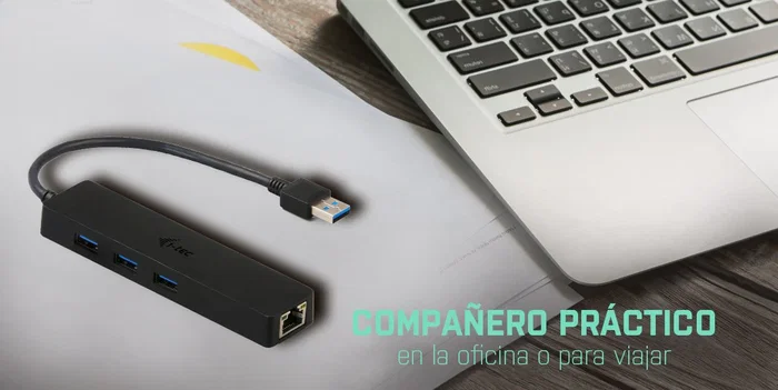 I-tec Advance U3GL3SLIM - Hub USB 3.0 Slim de 3 Puertos con Adaptador Gigabit Ethernet para Portátil, Ultrabook, Tablet, PC - Compatible con Windows, Mac, Linux - Negro
