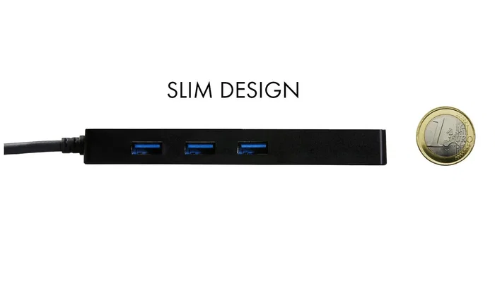 I-tec Advance U3GL3SLIM - Hub USB 3.0 Slim de 3 Puertos con Adaptador Gigabit Ethernet para Portátil, Ultrabook, Tablet, PC - Compatible con Windows, Mac, Linux - Negro