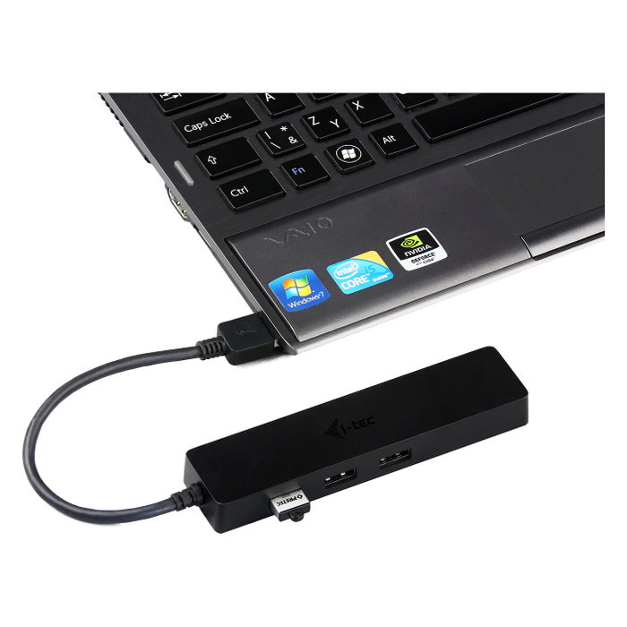 I-Tec USB 3.0 Slim Hub + Gigabit Ethernet Adaptador 3 Puertos Negro