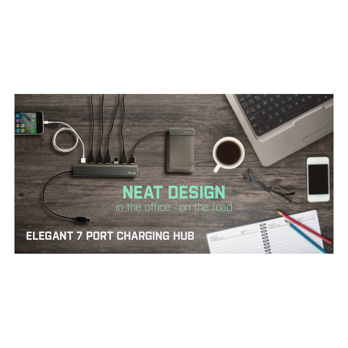 I-TEC Hub USB 3.0 de 7 Puertos SuperSpeed Metal, USB 3.2 Gen 1 Tipo-A, 5 Gbps, Plata, Alimentación CA I-TEC Hub USB 3.0 de 7 Puertos SuperSpeed Metal, USB 3.2 Gen 1 Tipo-A, 5 Gbps, Plata, Alimentación CA