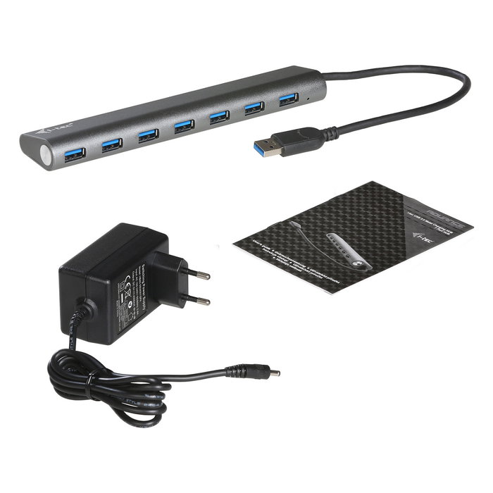 I-TEC Hub USB 3.0 de 7 Puertos SuperSpeed Metal, USB 3.2 Gen 1 Tipo-A, 5 Gbps, Plata, Alimentación CA I-TEC Hub USB 3.0 de 7 Puertos SuperSpeed Metal, USB 3.2 Gen 1 Tipo-A, 5 Gbps, Plata, Alimentación CA