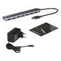 I-TEC Hub USB 3.0 de 7 Puertos SuperSpeed Metal, USB 3.2 Gen 1 Tipo-A, 5 Gbps, Plata, Alimentación CA