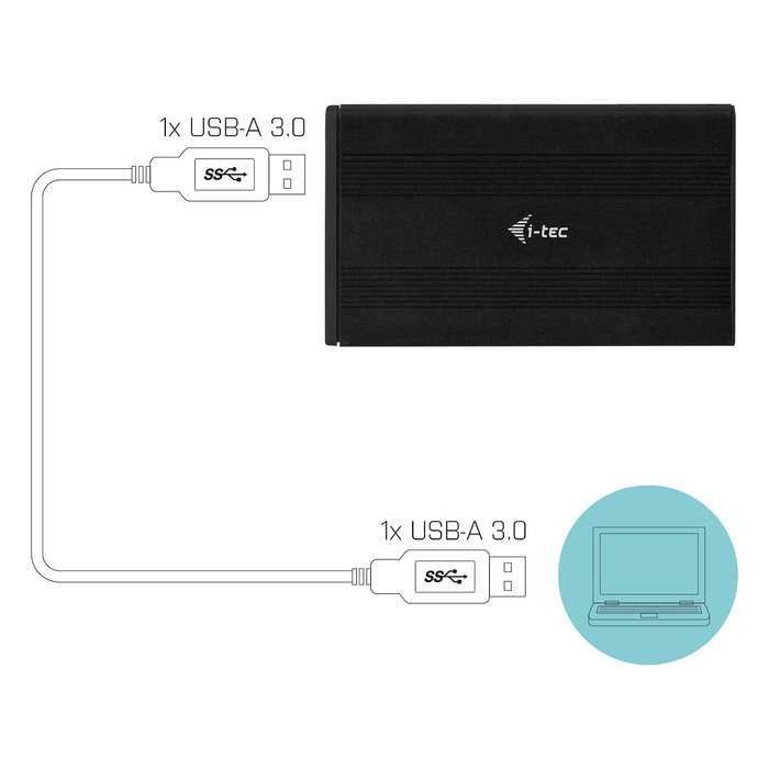 I-TEC Carcasa Externa USB 3.2 Gen 1 para Disco Duro/SSD 2.5" SATA Aluminio Negro Advance MySafe AluBasic