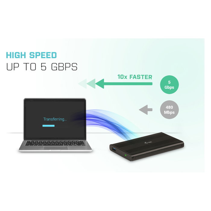 I-TEC Carcasa Externa USB 3.2 Gen 1 para Disco Duro/SSD 2.5" SATA Aluminio Negro Advance MySafe AluBasic