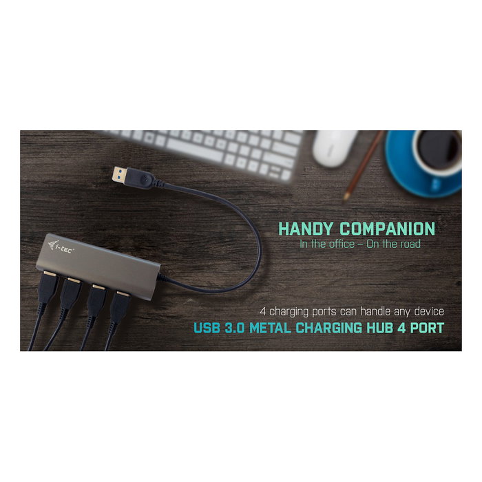 I-tec Hub USB 3.0 Metal de 4 Puertos con Adaptador de Alimentación Gris I-tec Hub USB 3.0 Metal de 4 Puertos con Adaptador de Alimentación Gris