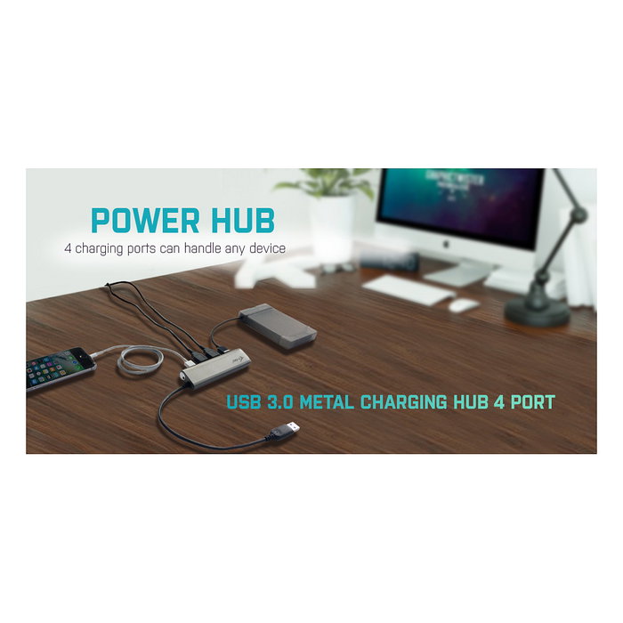 I-tec Hub USB 3.0 Metal de 4 Puertos con Adaptador de Alimentación Gris I-tec Hub USB 3.0 Metal de 4 Puertos con Adaptador de Alimentación Gris