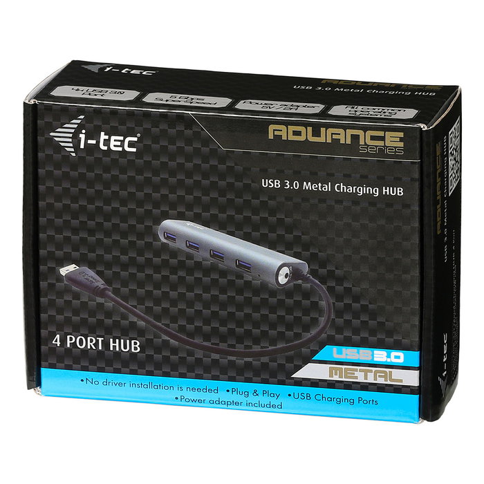 I-tec Hub USB 3.0 Metal de 4 Puertos con Adaptador de Alimentación Gris I-tec Hub USB 3.0 Metal de 4 Puertos con Adaptador de Alimentación Gris