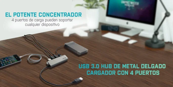 i-tec U3HUB448 Hub USB 3.2 Gen 1 (SuperSpeed) de 4 Puertos de Alimentación Externa, Metal Gris, 5000 Mbit/s, Plug & Play, para PC/Mac