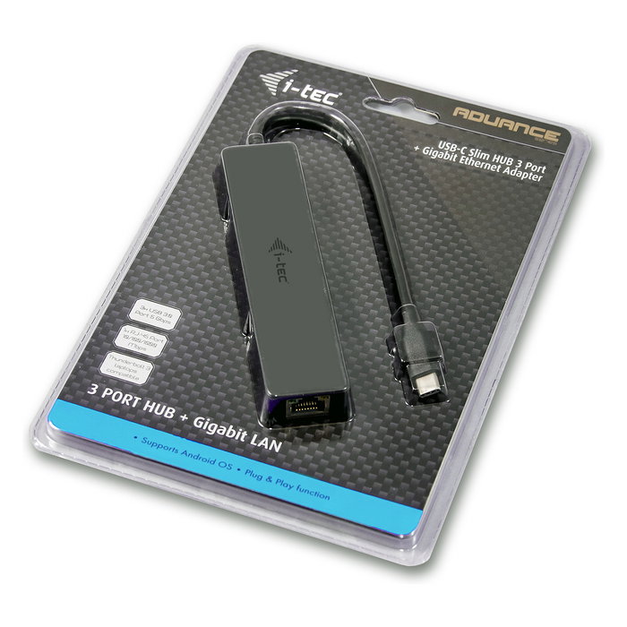 i-tec Advance USB-C Slim Hub + GLAN con 3 puertos USB 3.2 Gen 1 i-tec Advance USB-C Slim Hub + GLAN con 3 puertos USB 3.2 Gen 1